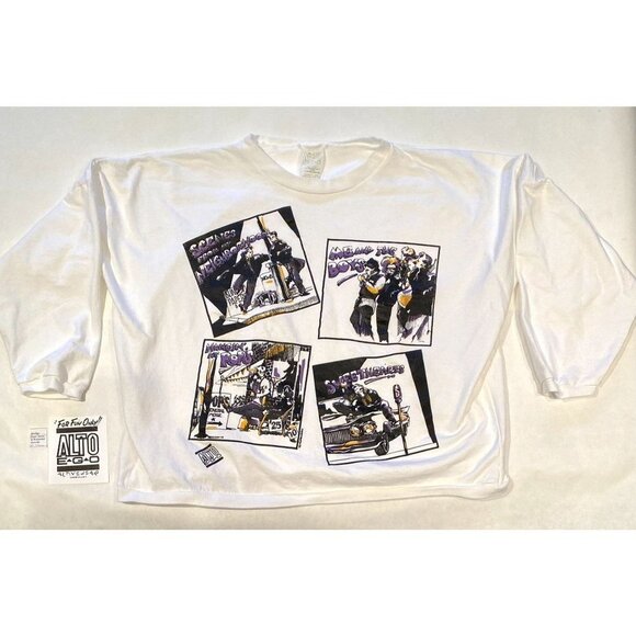 VTG 80s Alto Ego white french terry top tee shirt new wave retro street wear OS - Picture 9 of 15